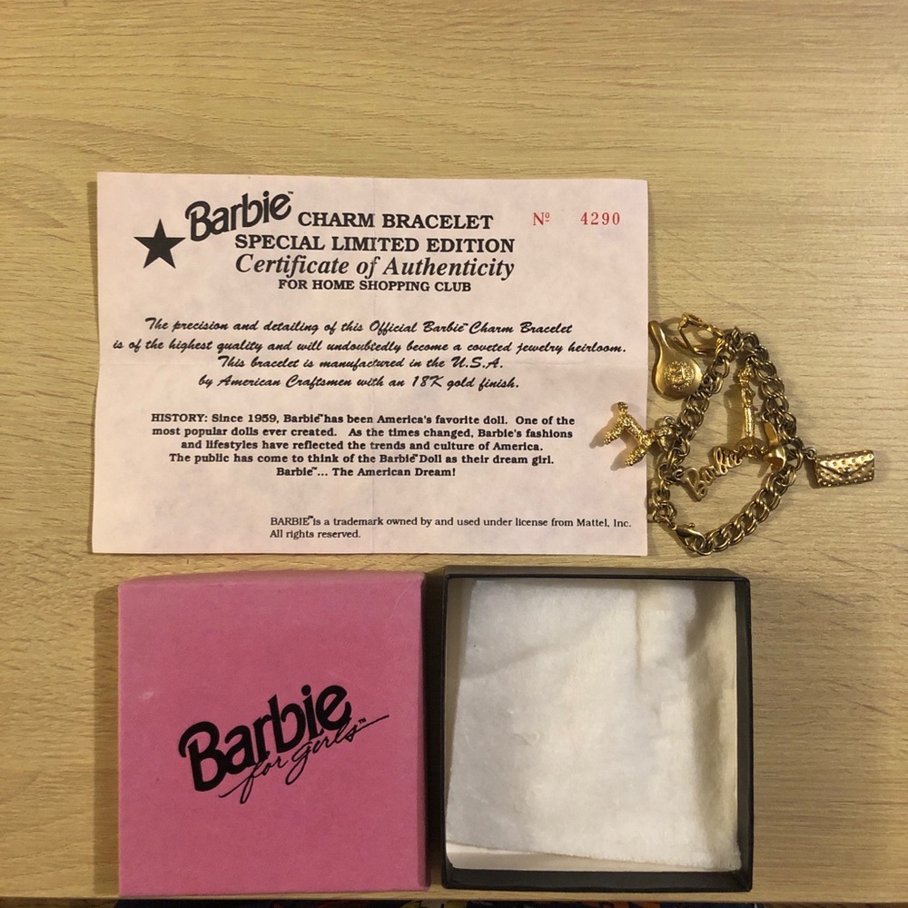 Barbie Gold Charm Bracelet with Certificate